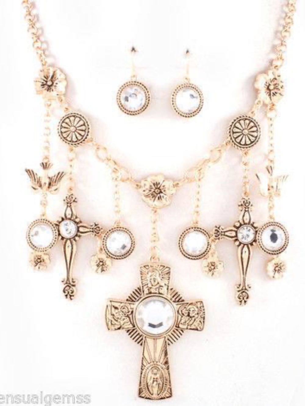 Charm Cross Dangle Necklace Quality Gold Plated